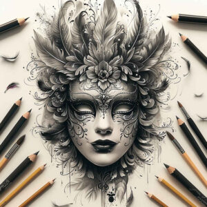 eyes-mask-for-men – tattoo design ideas free ai generated – realism-moist-gloss – for-sternum – Gallery: masks-inkby-ai