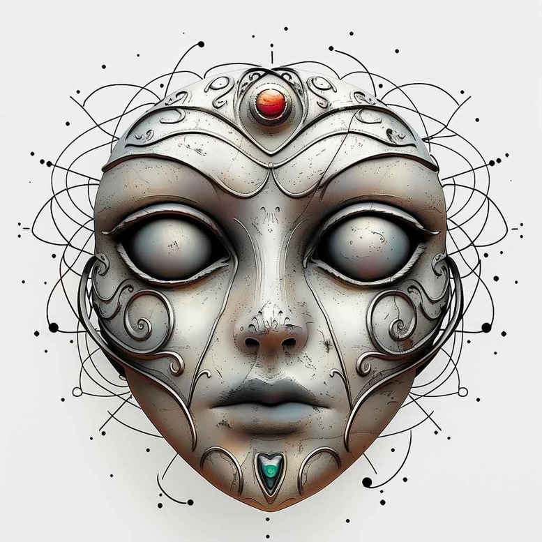face-mask – tattoo design ideas free ai generated – realism-glowing-edges – for-arm – Gallery: masks-inkby-ai