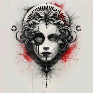 fine-line-mask – tattoo design ideas free ai generated – neotraditional-enhanced-shading – for-toe – Gallery: masks-inkby-ai