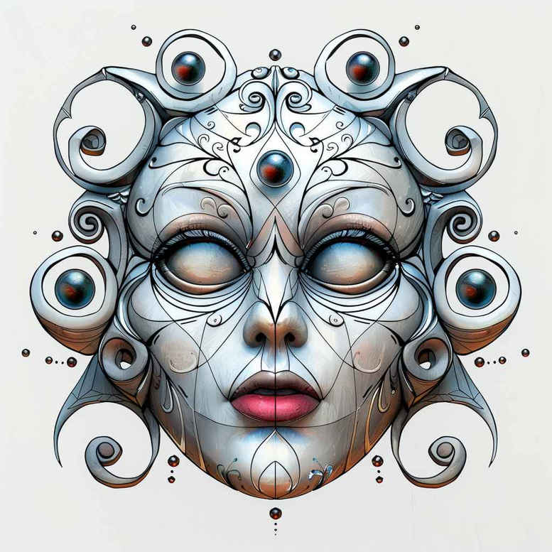 fine-line-mask – tattoo design ideas free ai generated – neotraditional-modern-twist – for-wrist-side – Gallery: masks-inkby-ai