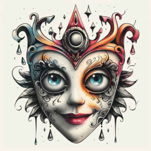 floral-mask – tattoo design ideas free ai generated – surrealism-blurred-boundaries – for-shoulder – Gallery: masks-inkby-ai