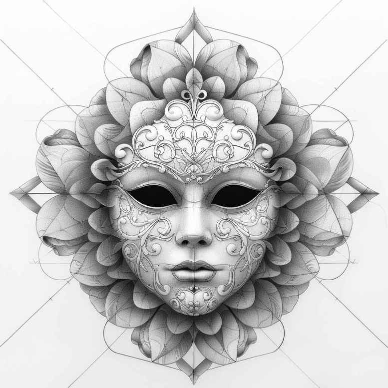 for-women – tattoo design ideas free ai generated – neotraditional-artful-color – for-toe – Gallery: masks-inkby-ai