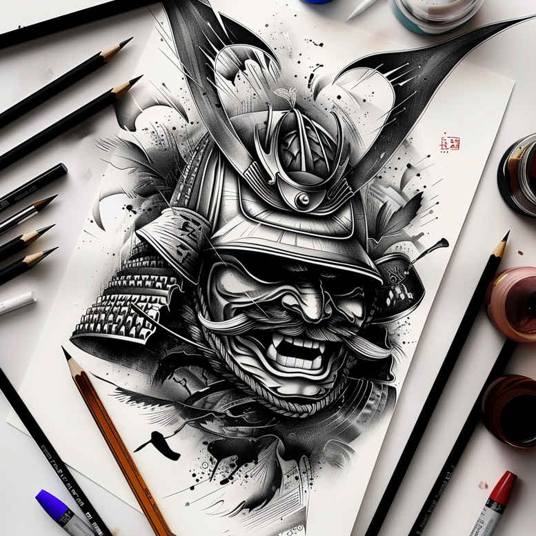for-women – tattoo design ideas free ai generated – neotraditional-artistic-contrast – for-neck – Gallery: masks-inkby-ai