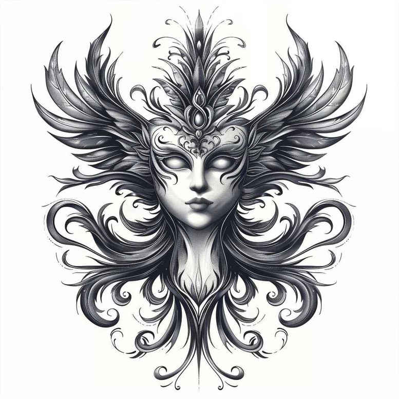 for-women – tattoo design ideas free ai generated – neotraditional-subtle-highlights – for-wrist – Gallery: masks-inkby-ai