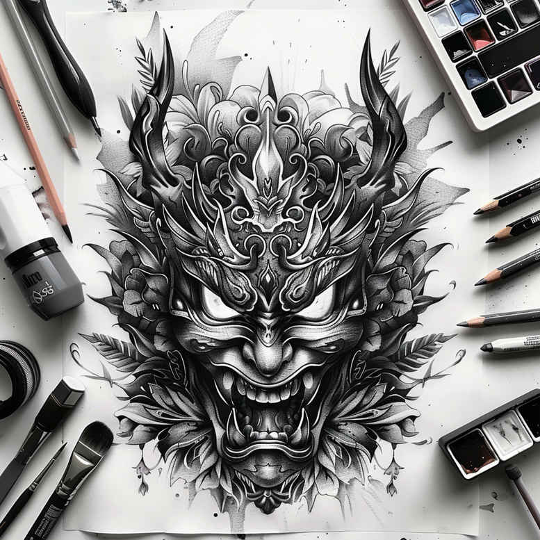 for-women – tattoo design ideas free ai generated – realism-depth-shading – for-hip – Gallery: masks-inkby-ai