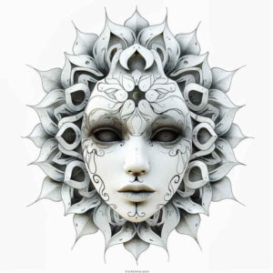 geometric-mask – tattoo design ideas free ai generated – realism-natural-color-palette – for-toe – Gallery: masks-inkby-ai