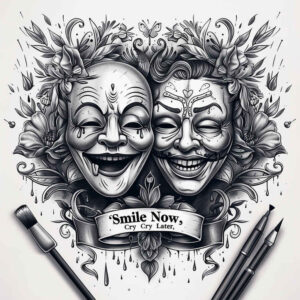 geometric-mask – tattoo design ideas free ai generated – surrealism-esoteric – for-shin – Gallery: masks-inkby-ai