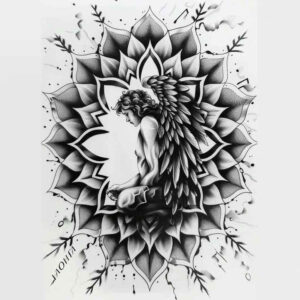 geometric-pattern-mask – tattoo design ideas free ai generated – neotraditional-vivid-gradients – for-full-back – Gallery: masks-inkby-ai