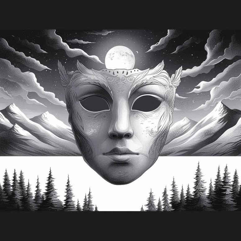geometric-pattern-mask – tattoo design ideas free ai generated – surrealism-enigmatic-visuals – for-foot – Gallery: masks-inkby-ai