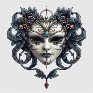 japanese-mask – tattoo design ideas free ai generated – realism-lifelike – for-upper-thigh – Gallery: masks-inkby-ai