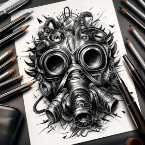light-effect-mask – tattoo design ideas free ai generated – neotraditional-bold-outline – for-triceps – Gallery: masks-inkby-ai