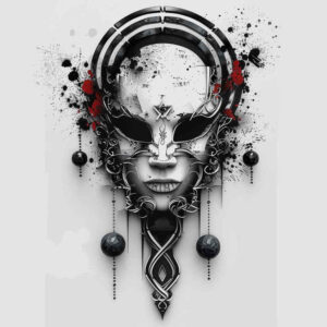 lined-mask – tattoo design ideas free ai generated – realism-sharp-focus – for-toe – Gallery: masks-inkby-ai