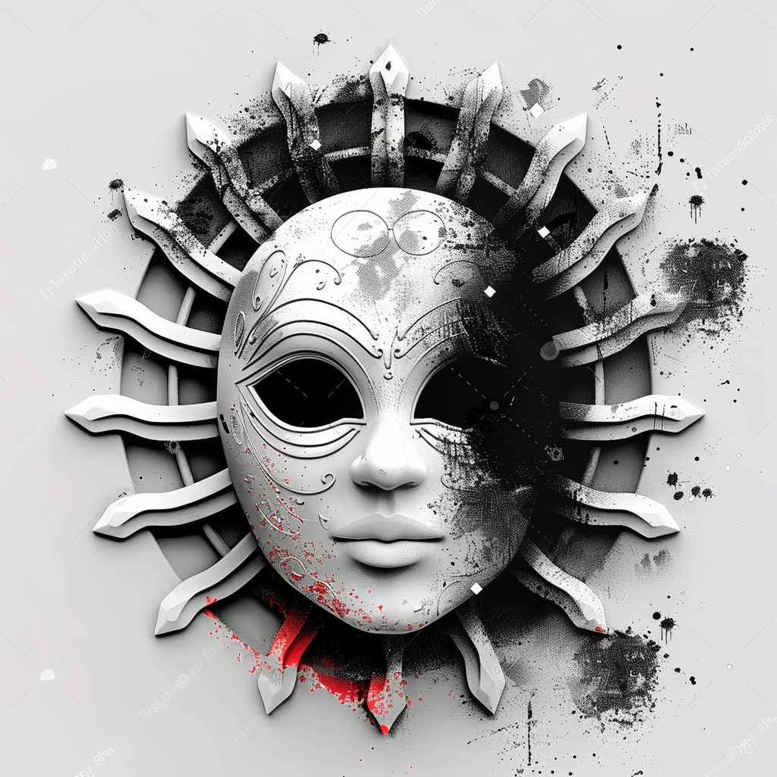 masks – tattoo design ideas free ai generated – realism-crisp-detail – for-full-back – Gallery: masks-inkby-ai