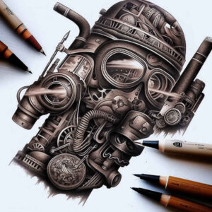 masks – tattoo design ideas free ai generated – surrealism-disorienting – for-nape – Gallery: masks-inkby-ai