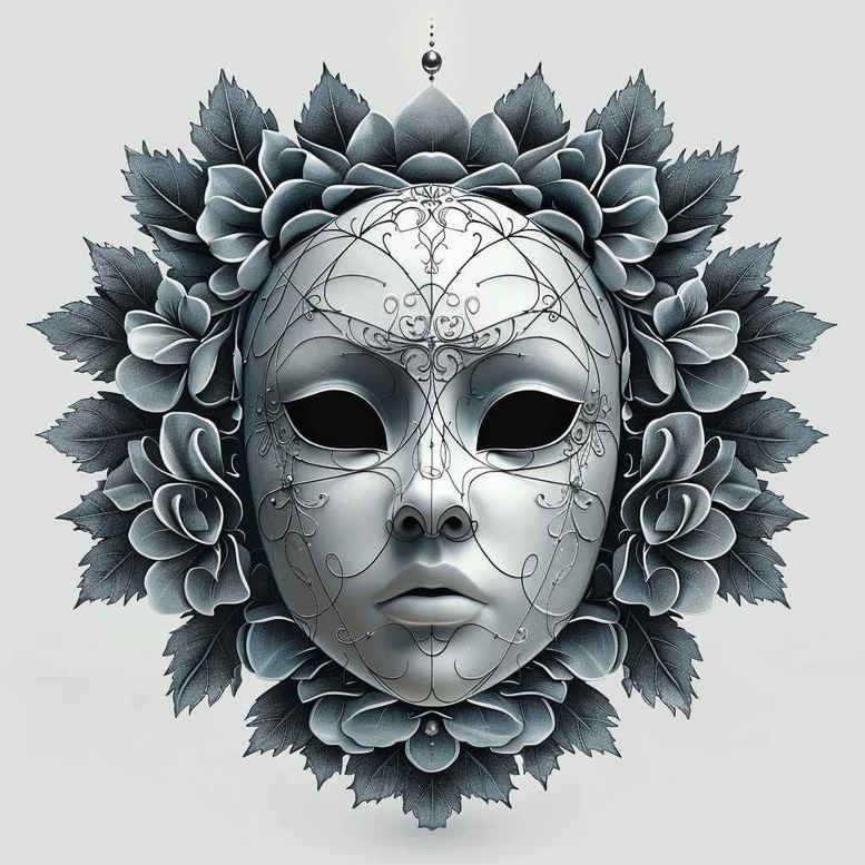 masks – tattoo design ideas free ai generated – surrealism-distorted-perspective – for-upper-back – Gallery: masks-inkby-ai