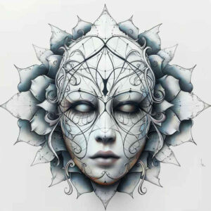 masks – tattoo design ideas free ai generated – surrealism-unreal-light – for-lower-leg – Gallery: masks-inkby-ai