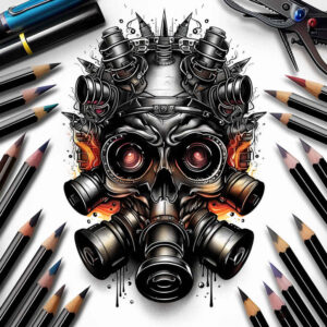 modern-mask – tattoo design ideas free ai generated – neotraditional-bold-texture – for-back-shoulder – Gallery: masks-inkby-ai