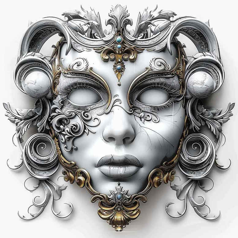 modern-mask – tattoo design ideas free ai generated – neotraditional-modern-classic – for-shoulder-blade – Gallery: masks-inkby-ai