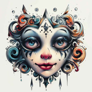 modern-mask – tattoo design ideas free ai generated – surrealism-enigmatic – for-calf – Gallery: masks-inkby-ai