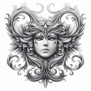 mysterious-mask – tattoo design ideas free ai generated – realism-detail-accuracy – for-biceps – Gallery: masks-inkby-ai