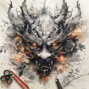 mystical-mask – tattoo design ideas free ai generated – realism-lifelike-eyes – for-neck – Gallery: masks-inkby-ai