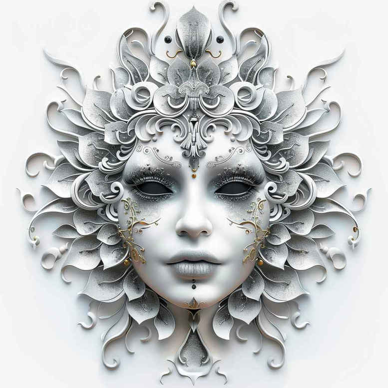 mystical-mask – tattoo design ideas free ai generated – surrealism-bizarre – for-upper-thigh – Gallery: masks-inkby-ai