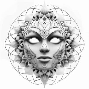 nature-motif-mask – tattoo design ideas free ai generated – neotraditional-soft-shadows – for-ribs – Gallery: masks-inkby-ai