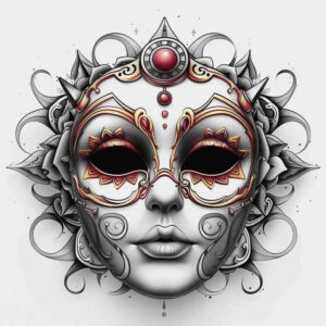 nature-motif-mask – tattoo design ideas free ai generated – realism-high-definition – for-scapula – Gallery: masks-inkby-ai