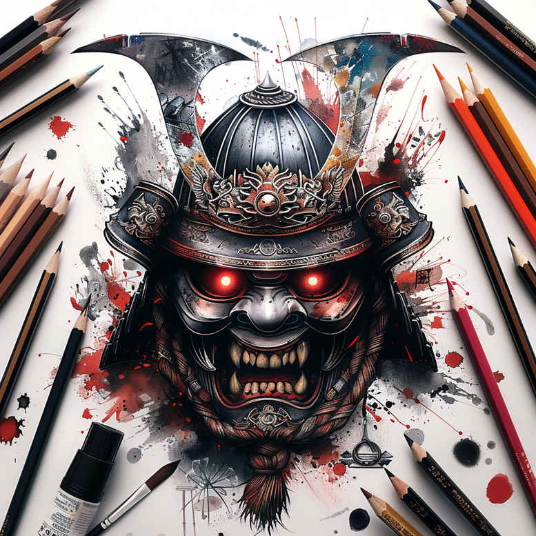 ornamental-detail-mask – tattoo design ideas free ai generated – surrealism-phantom – for-foot – Gallery: masks-inkby-ai