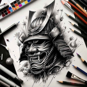 ornamental-detail-mask – tattoo design ideas free ai generated – surrealism-vibrant-contrasts – for-forearm – Gallery: masks-inkby-ai