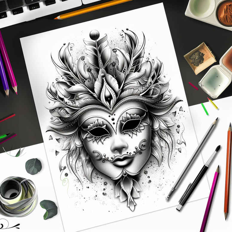 powerful-mask – tattoo design ideas free ai generated – neotraditional-classic-motifs – for-inner-arm – Gallery: masks-inkby-ai
