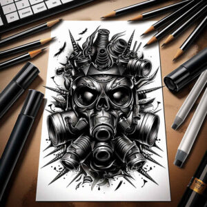 powerful-mask – tattoo design ideas free ai generated – neotraditional-detailed-linework – for-wrist-side – Gallery: masks-inkby-ai