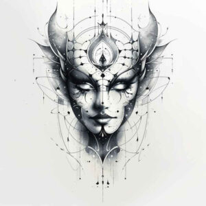 powerful-mask – tattoo design ideas free ai generated – neotraditional-subtle-tone – for-triceps – Gallery: masks-inkby-ai