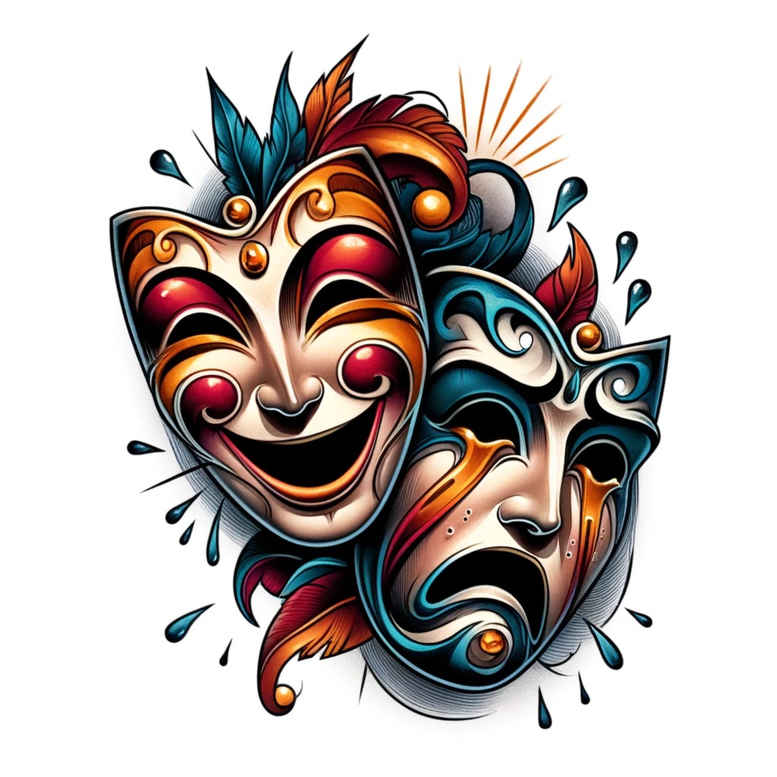 powerful-mask – tattoo design ideas free ai generated – neotraditional-textured-fills – for-temple – Gallery: masks-inkby-ai
