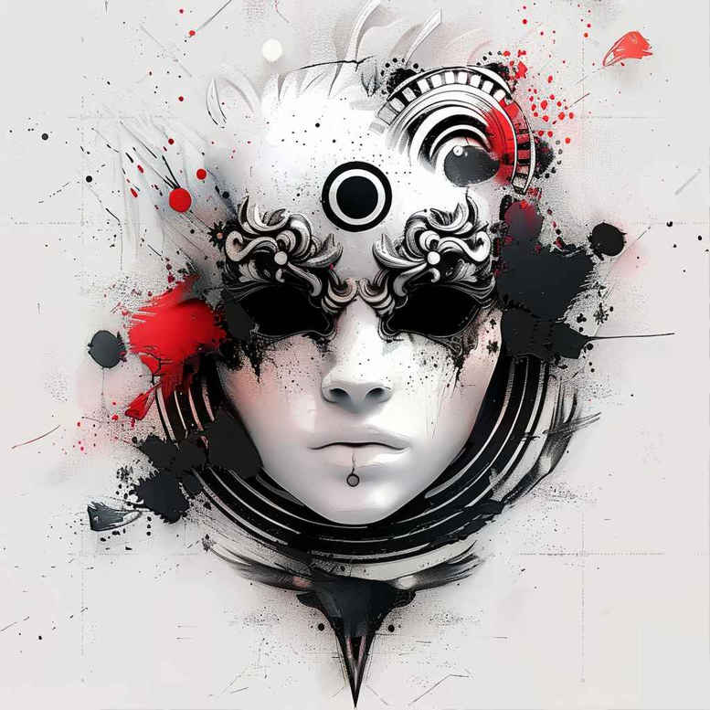 powerful-mask – tattoo design ideas free ai generated – realism-delicate-highlight – for-side-torso – Gallery: masks-inkby-ai