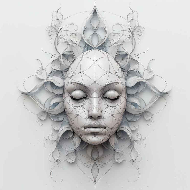 protection-symbol-mask – tattoo design ideas free ai generated – neotraditional-refined-lines – for-palm – Gallery: masks-inkby-ai