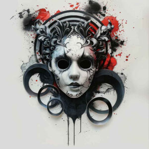 protection-symbol-mask – tattoo design ideas free ai generated – realism-depth-illusion – for-ribs – Gallery: masks-inkby-ai