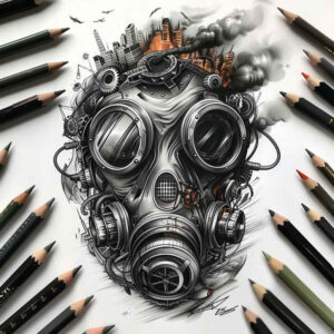 realistic-mask – tattoo design ideas free ai generated – neotraditional-dynamic-color – for-back – Gallery: masks-inkby-ai
