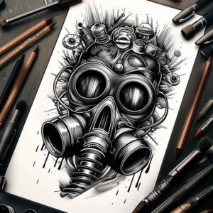 realistic-mask – tattoo design ideas free ai generated – neotraditional-rich-shading – for-knee – Gallery: masks-inkby-ai