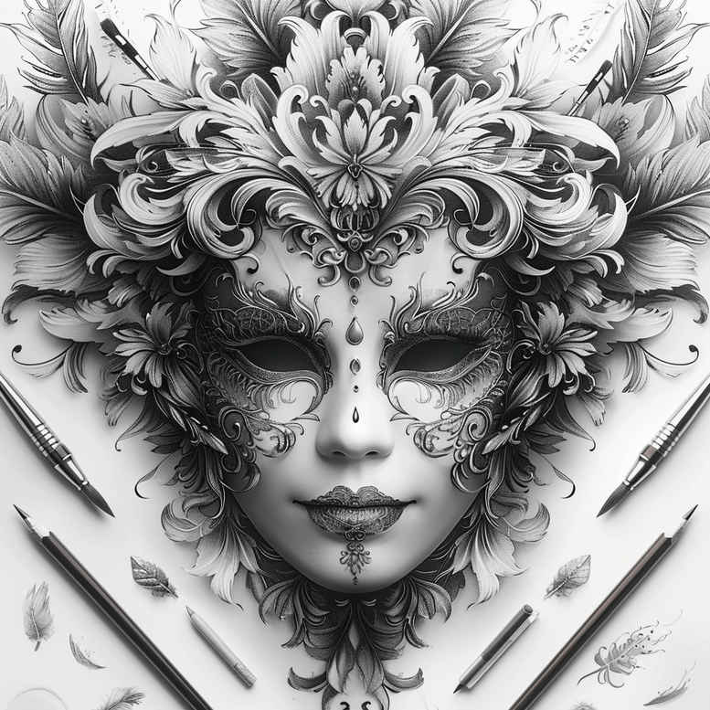 realistic-mask – tattoo design ideas free ai generated – realism-hyper-realistic – for-wrist – Gallery: masks-inkby-ai