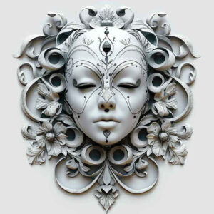 shadow-and-light-mask – tattoo design ideas free ai generated – surrealism-unearthly – for-side – Gallery: masks-inkby-ai