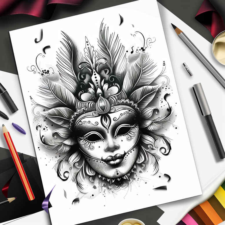 shadowed-mask – tattoo design ideas free ai generated – realism-precise-anatomy – for-forearm – Gallery: masks-inkby-ai