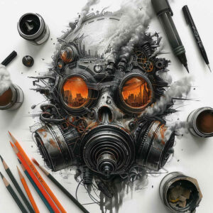 shadowed-mask – tattoo design ideas free ai generated – realism-precise-gradient – for-collarbone – Gallery: masks-inkby-ai
