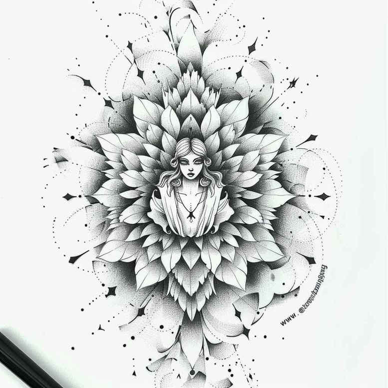 spiritual-mask – tattoo design ideas free ai generated – realism-clean-whites – for-upper-back – Gallery: masks-inkby-ai