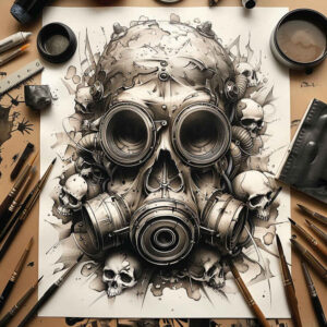 symbolic-mask – tattoo design ideas free ai generated – neotraditional-clean-fill – for-side-torso – Gallery: masks-inkby-ai