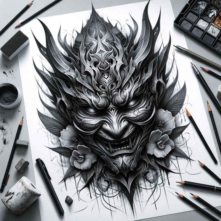 symbolic-mask – tattoo design ideas free ai generated – realism-light-play – for-wrist-side – Gallery: masks-inkby-ai