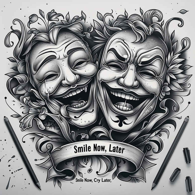 symbolic-mask – tattoo design ideas free ai generated – realism-realistic-perspective – for-ankle – Gallery: masks-inkby-ai