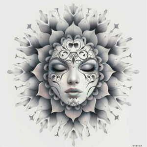 symbolic-mask – tattoo design ideas free ai generated – realism-seamless-blend – for-triceps – Gallery: masks-inkby-ai