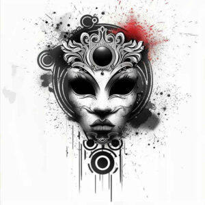 symbolic-meaning-mask – tattoo design ideas free ai generated – surrealism-blurred-boundaries – for-biceps – Gallery: masks-inkby-ai