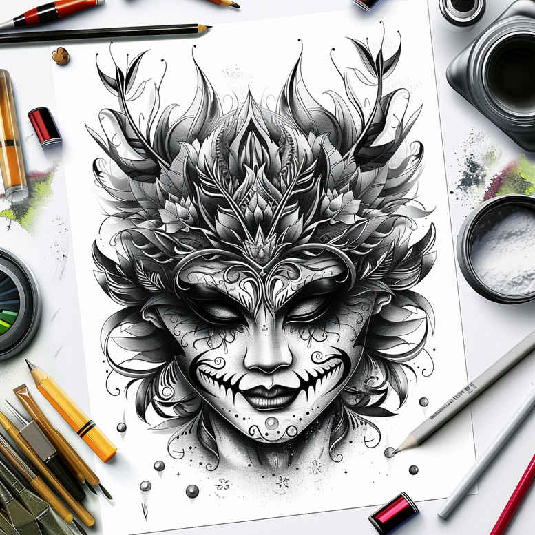 masks tattoo design ideas modern twist abstract for wrist side